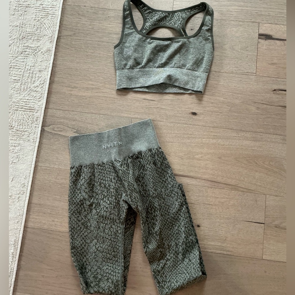 NVGTN Olive Snake Print Sports Set
